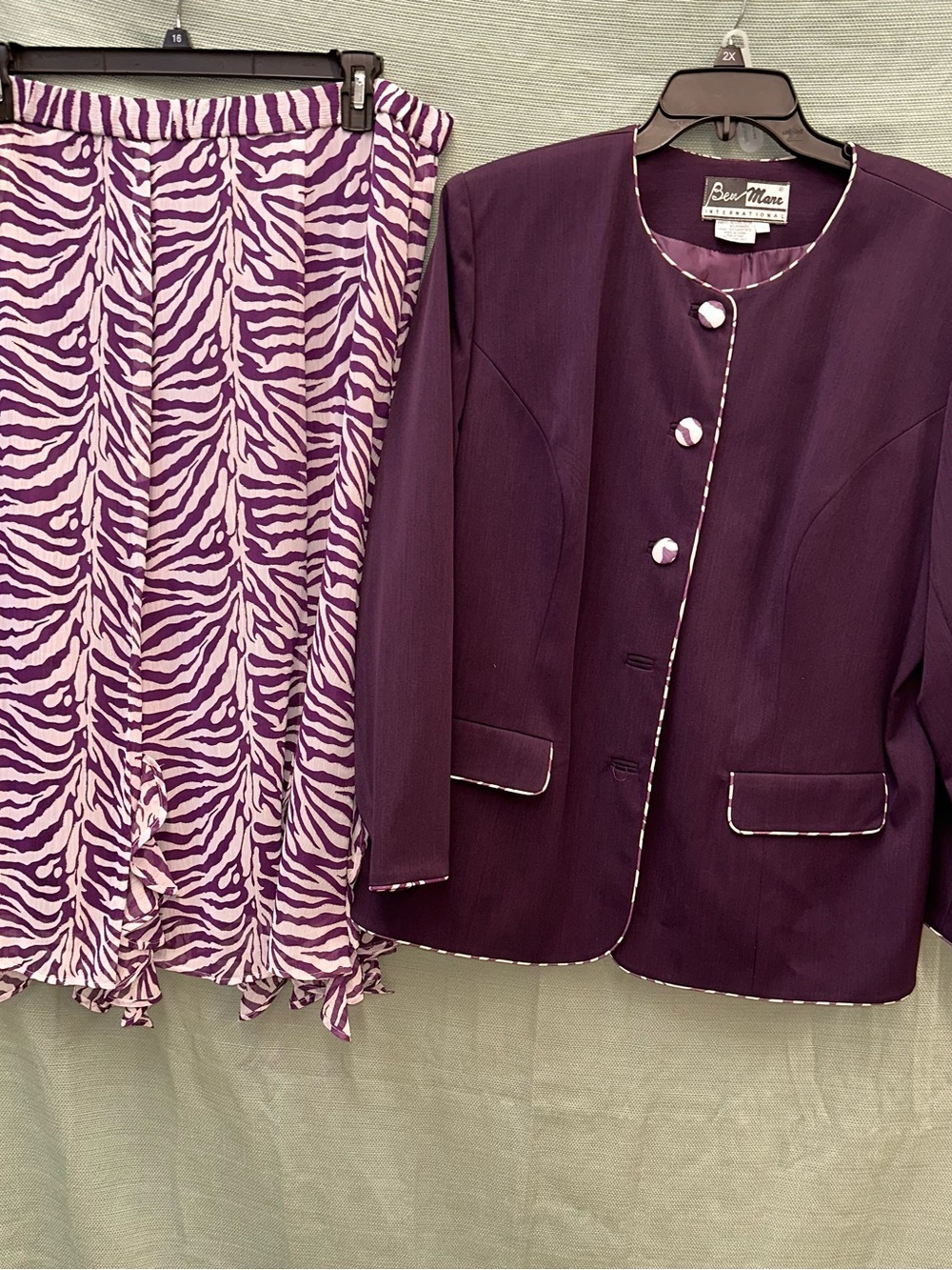 Ben Marc Plum Purple Womens Blazer with Coordinating Zebra Skirt